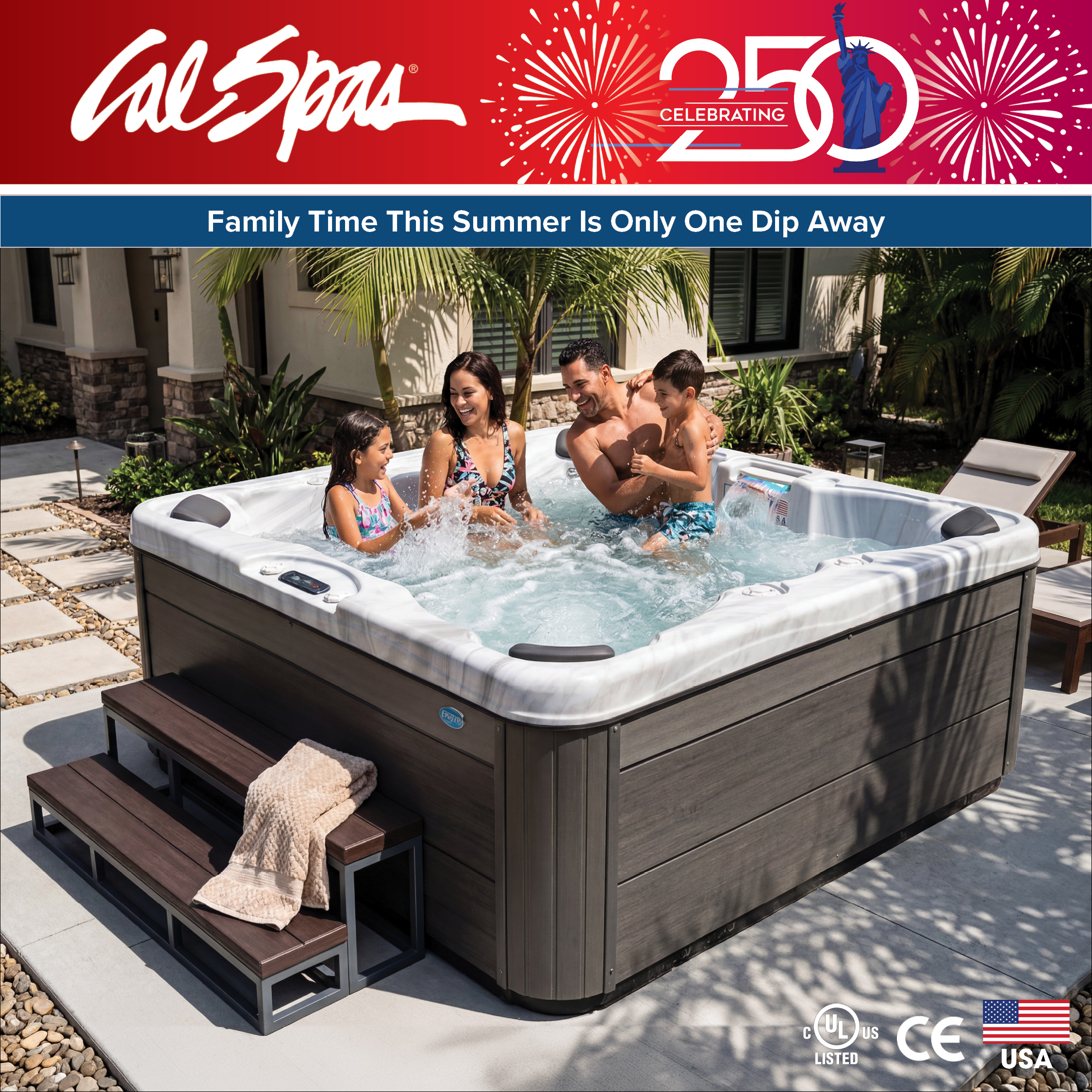 Calspas hot tub being used in a family setting - Poughkeepsie